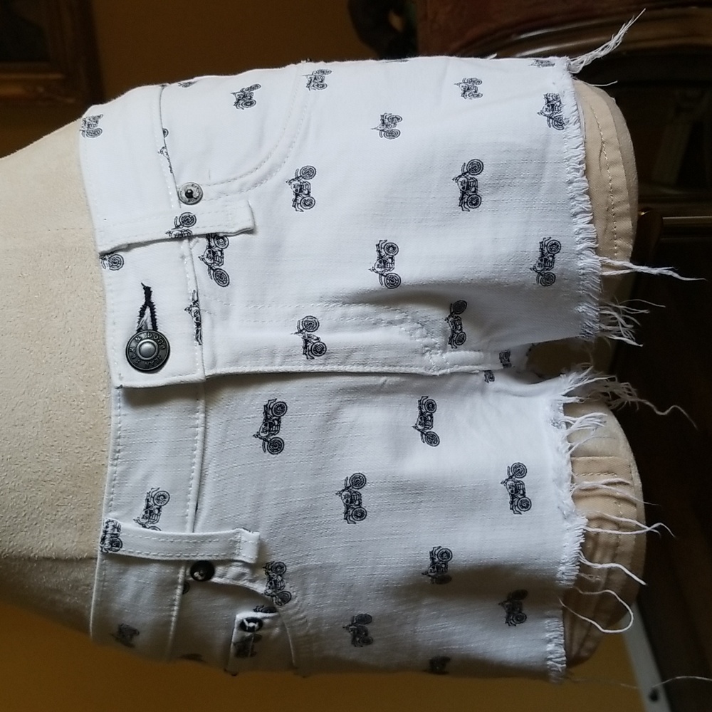 Vintage Rag & Bone White Bike Print Cutoff Shorts